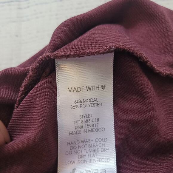 Arula Size Est M Mauve Long Sleeve Stretch Tee Draped Soft Lounge Boho - Picture 8 of 8